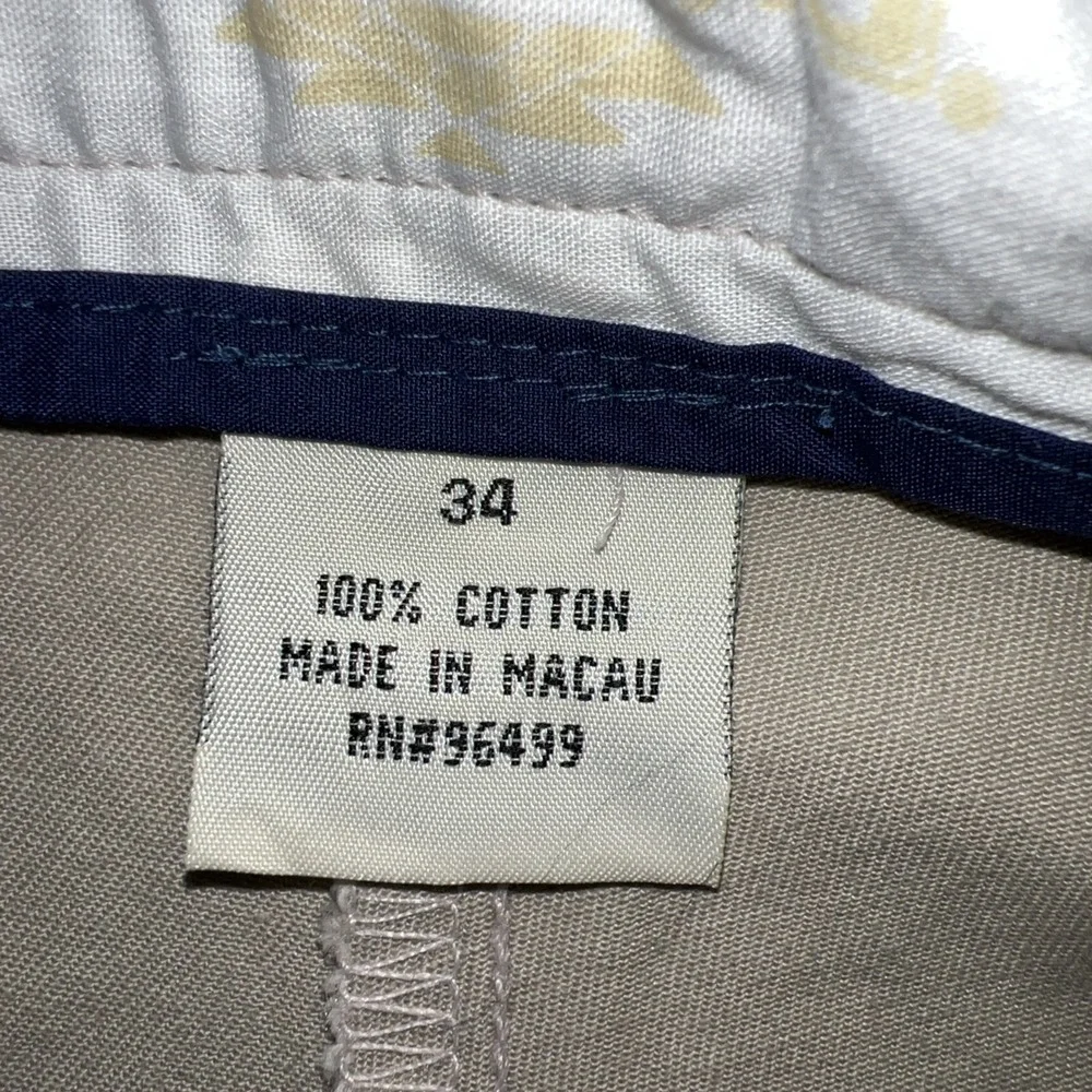 NWT Arizona Pants Mens 34 x 37 Beige Chino Pleated Straight Raw Hem Trousers VTG
